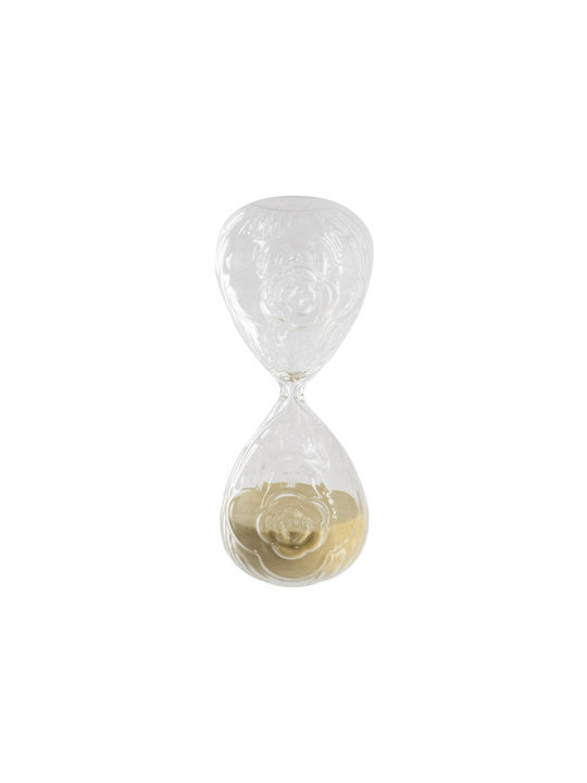 Artekko Hourglass Glass Hourglass Embossed Rose Beige Sand 8.6x8.6x20.4 Cm