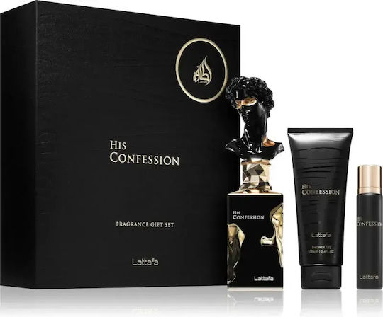 Lattafa His Confession Männliches Duftset mit Eau de Parfum und Duschgel