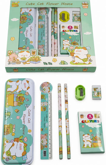 Kinder Schreibwaren-Set mit Bleistift, Spitzer, Radiergummi, Lineal und Federmäppchen