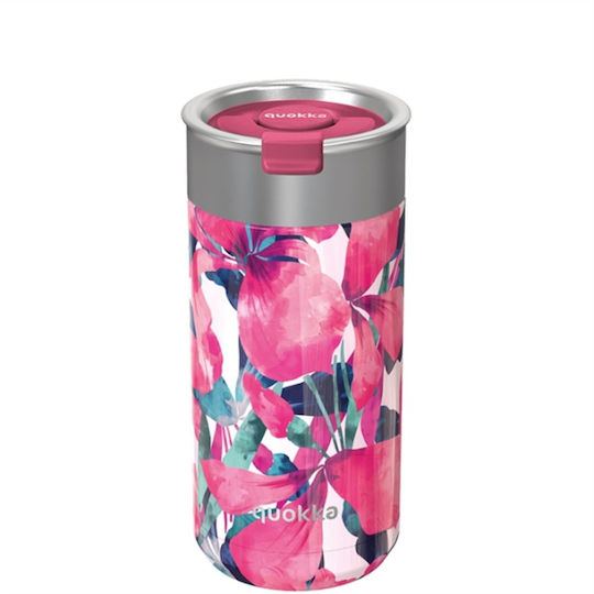 Quokka Ποτήρι Θερμός Ανοξείδωτο 400ml Pink Bloom