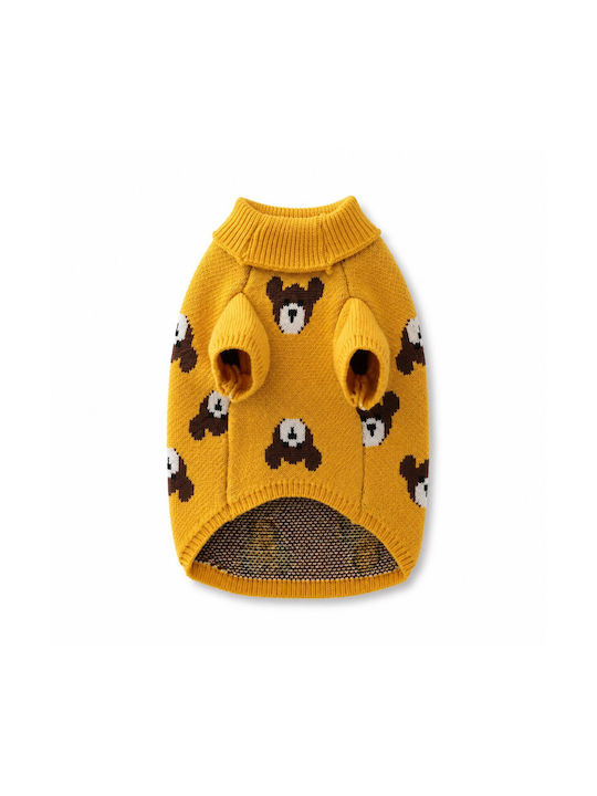 Pulover Tricotat Câini Mici Model Urs Galben Pulover Tricotat Câini Mici Model Urs Galben