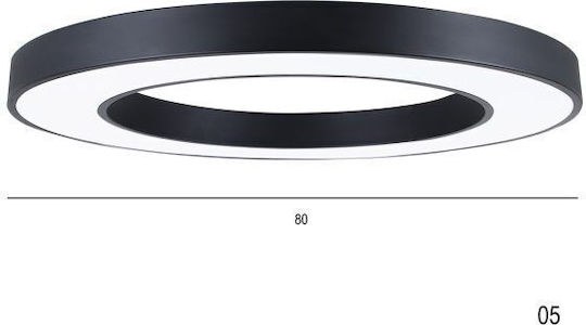 Luma Circle Ceiling Light Black LED With Warm White Light 80x80cm