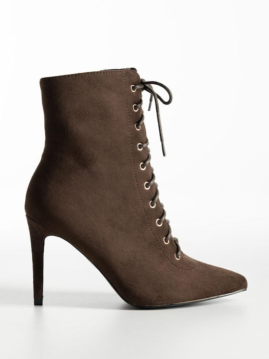 Bozikis Suede Ghete Dama cu Toc Înalt Maro X27-...