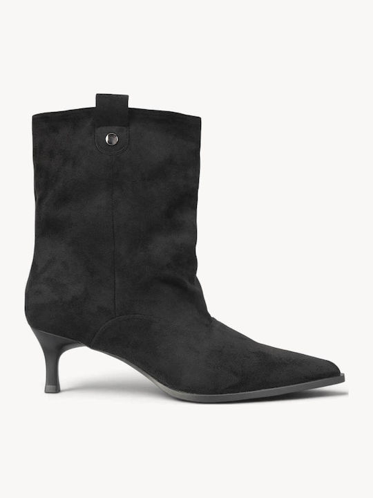 Black Suede Ankle Boots Metallic Button Kitten ...