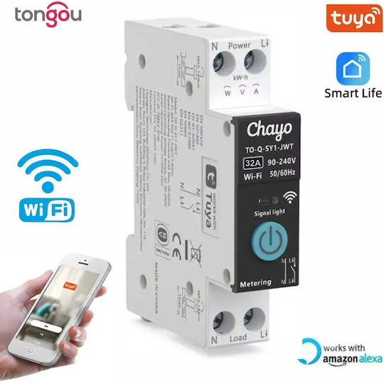 Tongou KWh Kilowatt Meter for Electrical Panel Rail Single-Phase Wi-Fi Tuya TO-Q-SY1-JWT-63A-CH