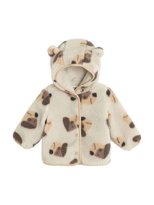 Kids Casual Short Coat with Hood Beige