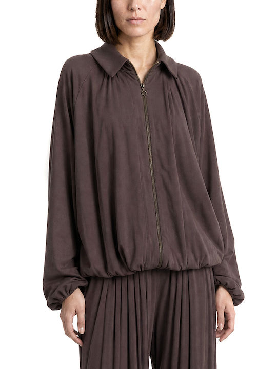 Langes Damenjacke für Winter Braun