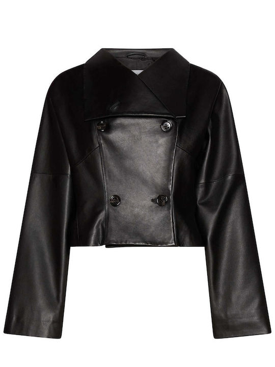 Women's Leather Jacket for Winter Black