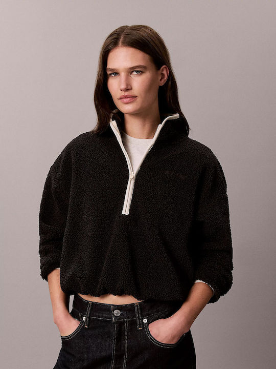 Long Women's Sweatshirt Cardigan Black