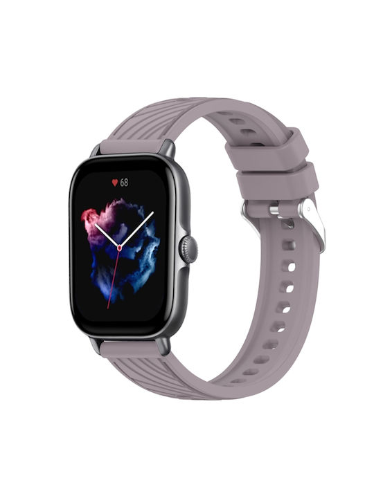 Amazfit Gts 3 Stripe Texture 20mm Silicone Watch Band Roland Purple
