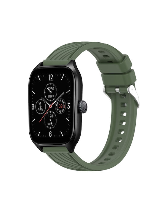Amazfit Gts 4 Curea Cu Textură În Dungi 20mm Din Silicon Verde Închis