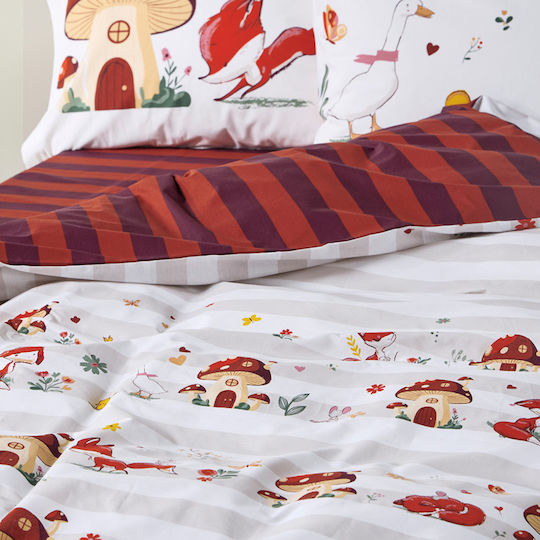 Kentia Set Kinderbettbezug Einzel mit Kissenbezug Baumwolle Alpu 165x245cm