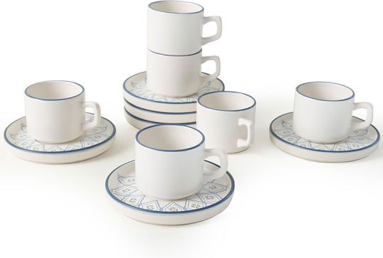 Hermia Set Tassen Tee Keramik Blau 184ml 12Stücke