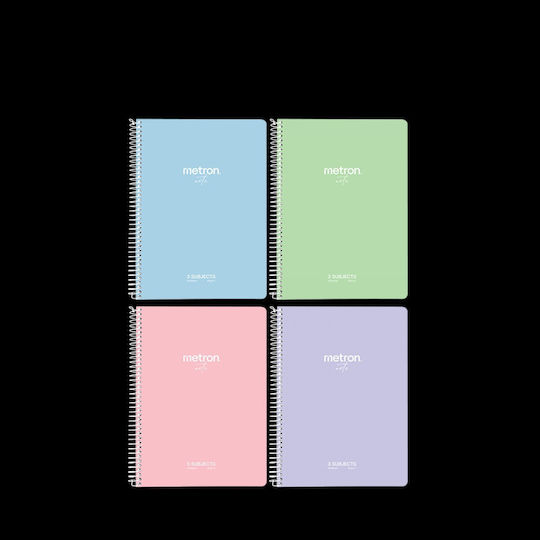 Metron Spiral Ruled Notebook B5 90 Paper Sheets 3 Subjects Pastel