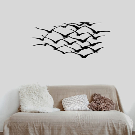 Megapap Окачваща Декорация Herd Of Birds Черна от Метал 120x55cm