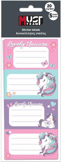 Must Team Unicorn Notebook Labels 20 Pieces