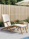 Double Wooden Deckchair with White Pillow 152x60x94.5cm