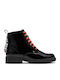 Tessyn Shine O Leather Kids Ankle Boots with Laces Black