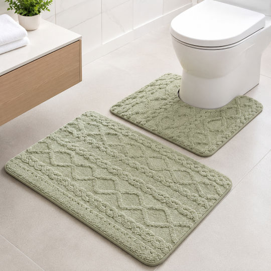 My Home Luxury Non-Slip Bath Mats Set SET02-02 Green 50x80cm 2pcs