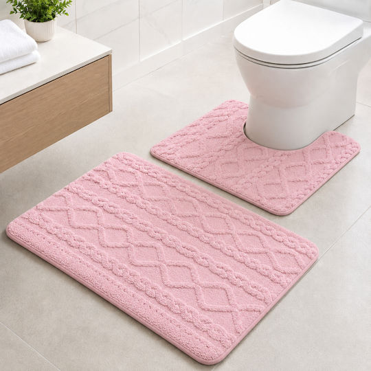 My Home Luxury Non-Slip Bath Mats Set SET02-04 Pink 50x80cm 2pcs