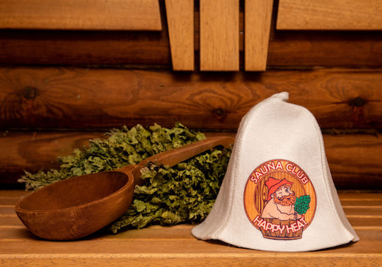 Вълнена Шапка За Сауна World Hats "Sauna Club" Бяла Щампа S – L
