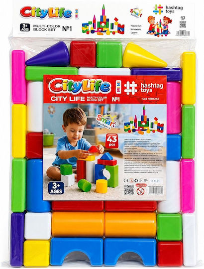Hashtag Toys Cuburi de construit Educative City Life Mini Building Set 1 pentru 3+ Ani 43 Buc HTB1213