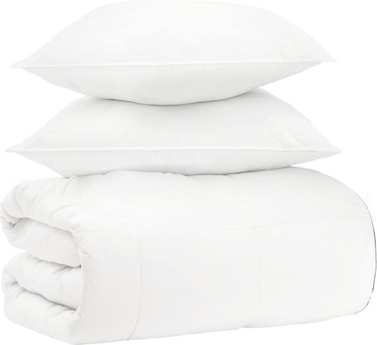 vidaXL Set Steppdecke Einzel 155x220cm Weiß 3 Stück