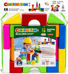 Hashtag Toys Cuburi de construit Educative Multicolor Block Builder Set pentru 3+ Ani 18 Buc HTB1185