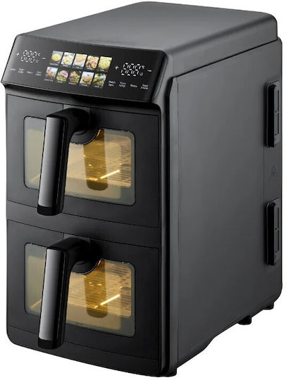 Just Perfecto iCook Heißluftfritteuse mit Doppeltem Abnehmbaren Behälter 10lt Schwarz