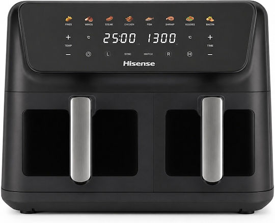Hisense Hisense Heißluftfritteuse mit Doppeltem Abnehmbaren Behälter 11lt Schwarz 2138241