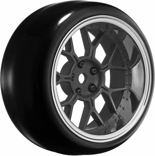 Louise 1/10 Drift 14-Speichen Rad + Reifen Set 4 Stück Matt Schwarz 12mm Sechskant Wechselbare Einlagen
