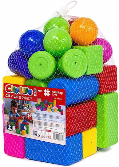 Hashtag Toys Cuburi de construit Educative City Life Mini 2 pentru 3+ Ani 36 Buc HTB1217