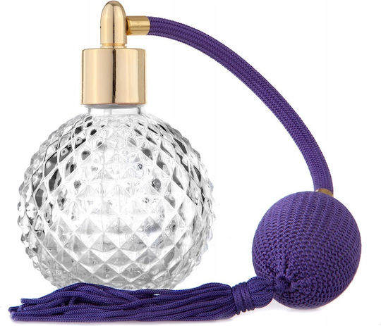 Sticlă Mică De Parfum Zamo Pompa Mov Capac Cu Pulverizator Capacitate 90 Ml Model Vintage Mov