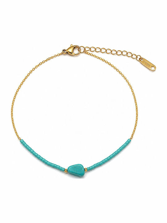 FantazyStores Vergoldete Fußkette aus Stahl Blau