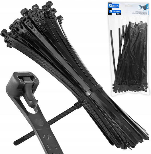 Geko Пластмасови Кабелни Стяжки 250mmx7.5mm (100бр) WG17242