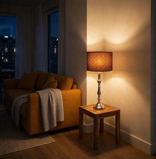 Leopards Tischlampe Für E27 Fassung Mit Braunem Hut Und Basis