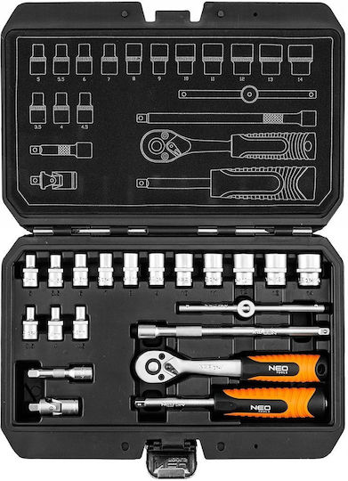 Neo Tools Ratchet with Sockets 20 Pieces