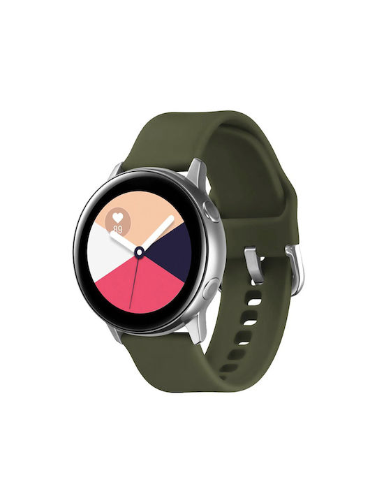 Каишка от Силикон Universal Soft Band Sonique 22mm Сребристо Закопчаване Samsung Huawei Amazfit Xiaomi Honor Маслиненозелено