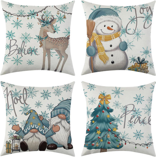 Weihnachtsdekorative Kissen Weiß 4 Stück 50 x 50 cm