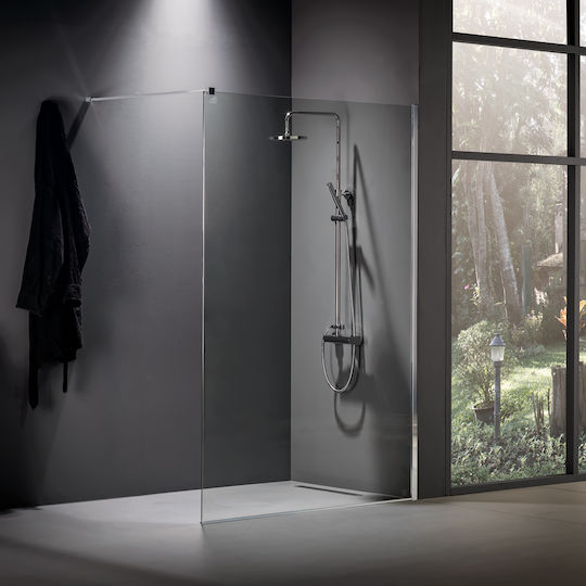 Devon Iwis Walk-in Душев разделител с плъзгаща се врата 40x200cm Прозрачно стъкло Chrome