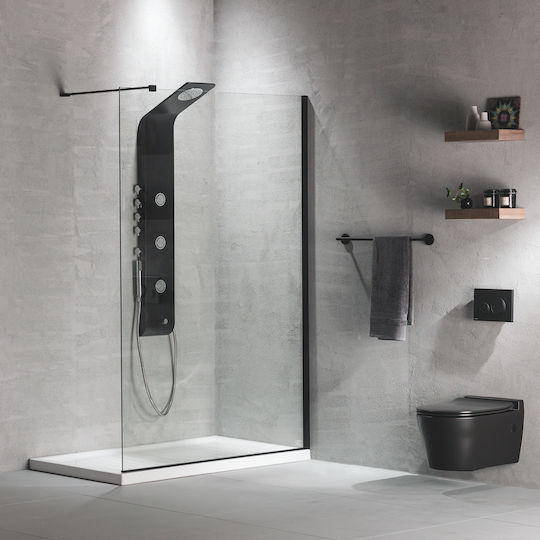Devon Iwis Walk-in Душев Разделител с Плъзгаща се Врата 40x200cm Черен мат