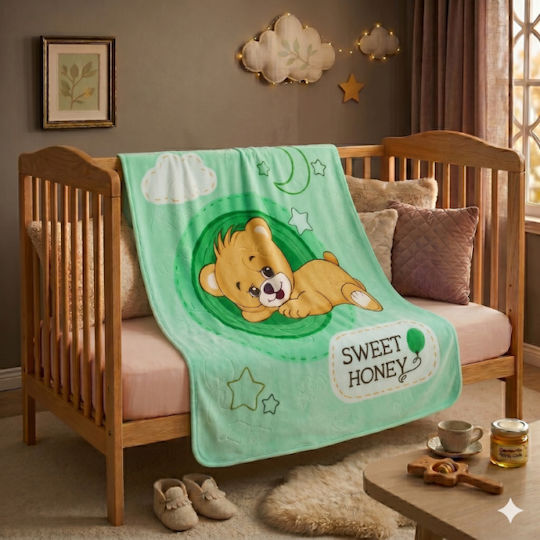 Serafino Nursery Swaddling Blanket Green with Animal 100x130cm