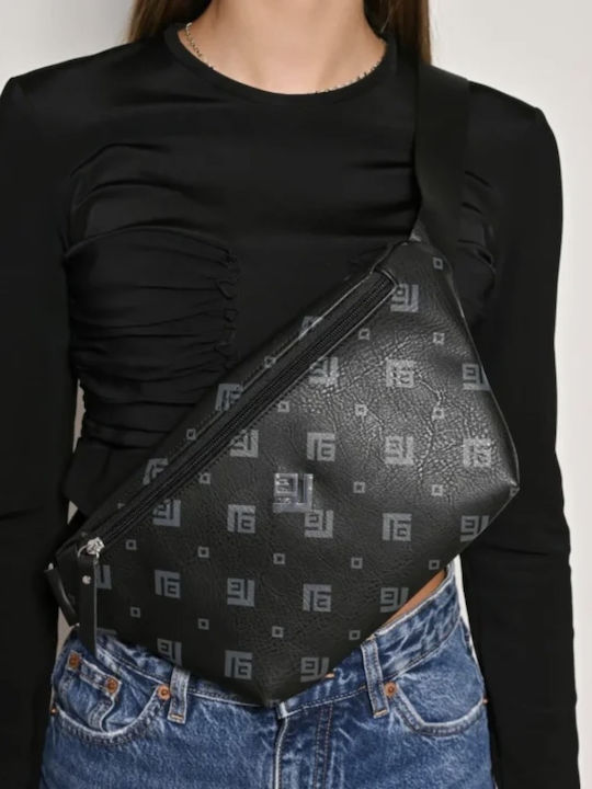 Signature Women's Crossbody Bag from Synthetic Leather Black