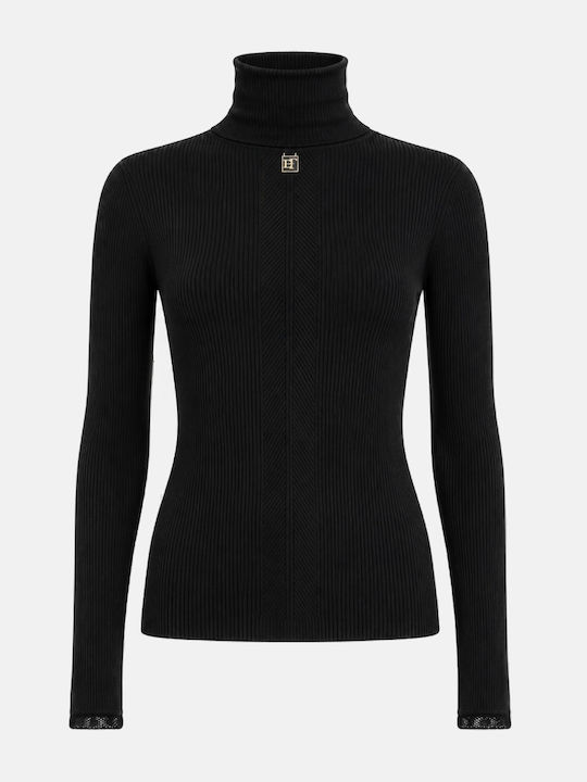 Elisabetta Franchi Damen Langärmeliges Rollkragenpullover Schwarz Elisabetta Franchi Damen Langärmeliges Rollkragenpullover Schwarz