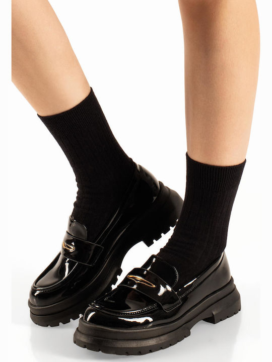 Patent Leather Women's Loafers in Black Color