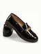 Patent Leather Women's Loafers in Black Color