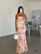 Sommer Maxi Abendkleid Trägerlos Gelbe