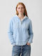 Long Women's Hooded Sweatshirt Cardigan Sail Blue