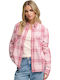 Lumberjack Flannel Long Sleeve Women's Shirt Pink White Check Checked