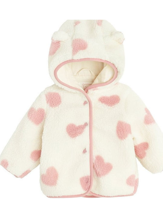 Cardigan Pentru Copii Fleece Cu Glugă Alb